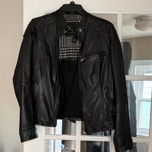 Women’s Black Leather Moto Jacket